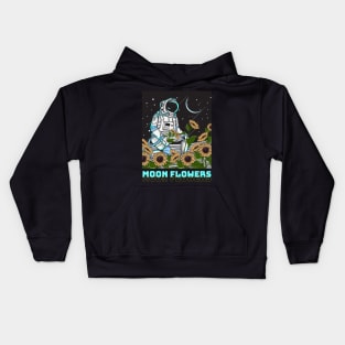 astronaut and moon sunflower Kids Hoodie